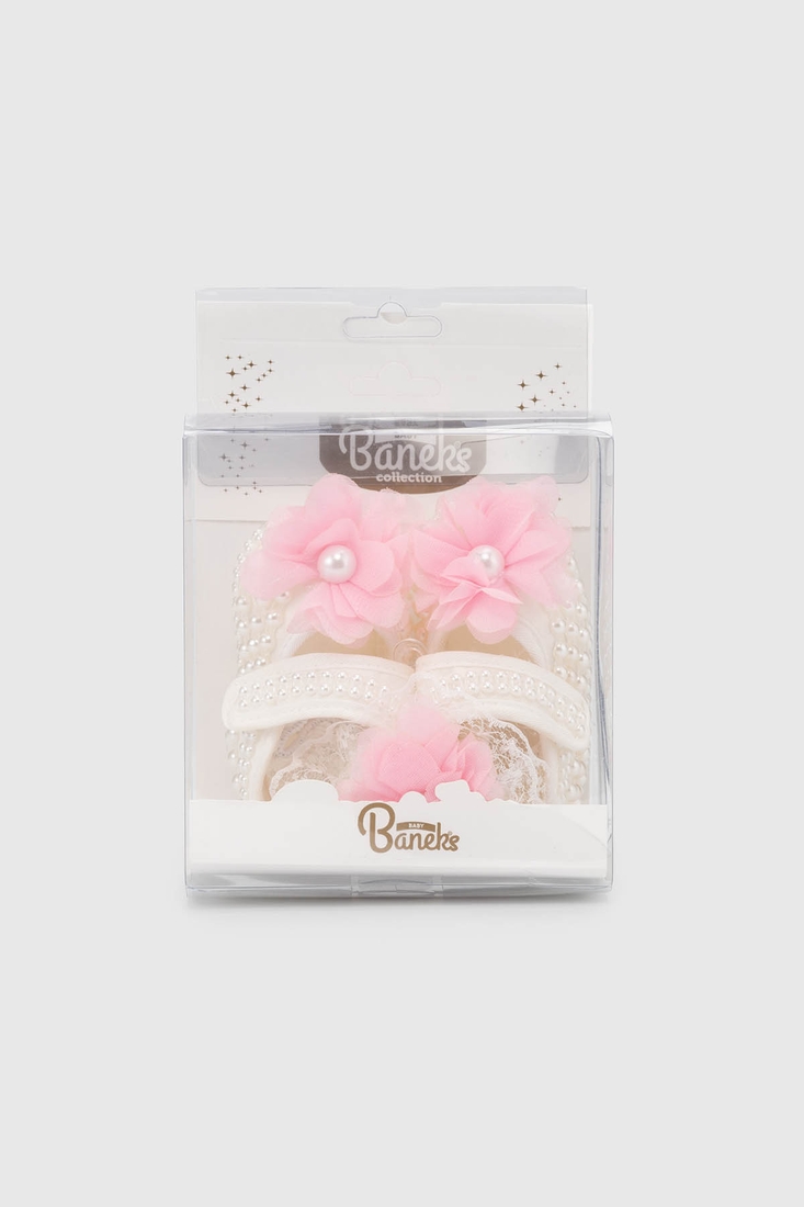 Фото Комплект для дівчинки Mini Papi 100 Квіточка пінетки+пов'язка One Size Рожевий (2000990058089D)