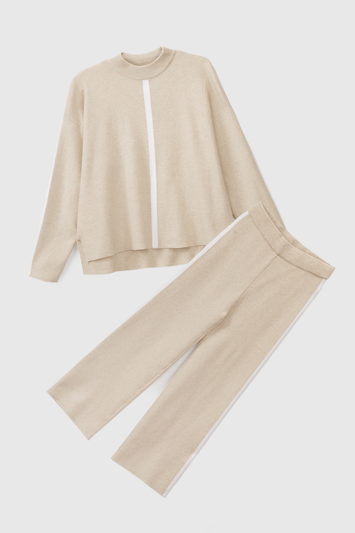 Фото Костюм светр+штани для дівчинки Lizi 2364A 128 см Бежево-білий (2000990615305W)