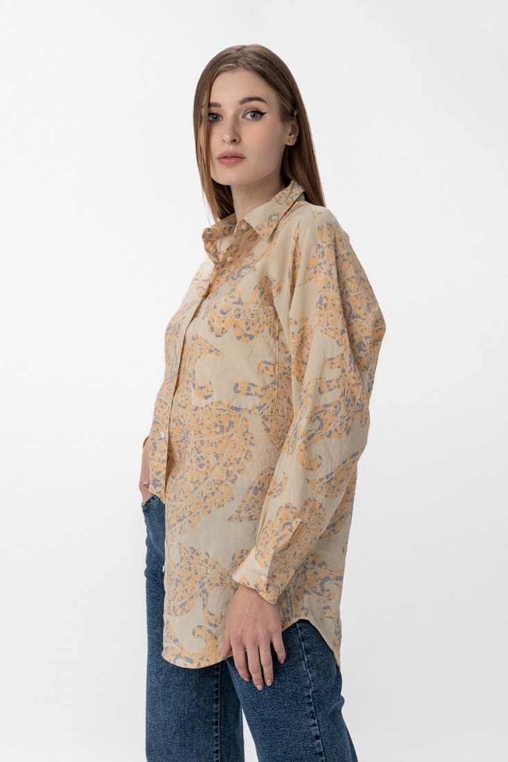 Фото Рубашка с узором женская 2813 Бежевый (2000990169822D)