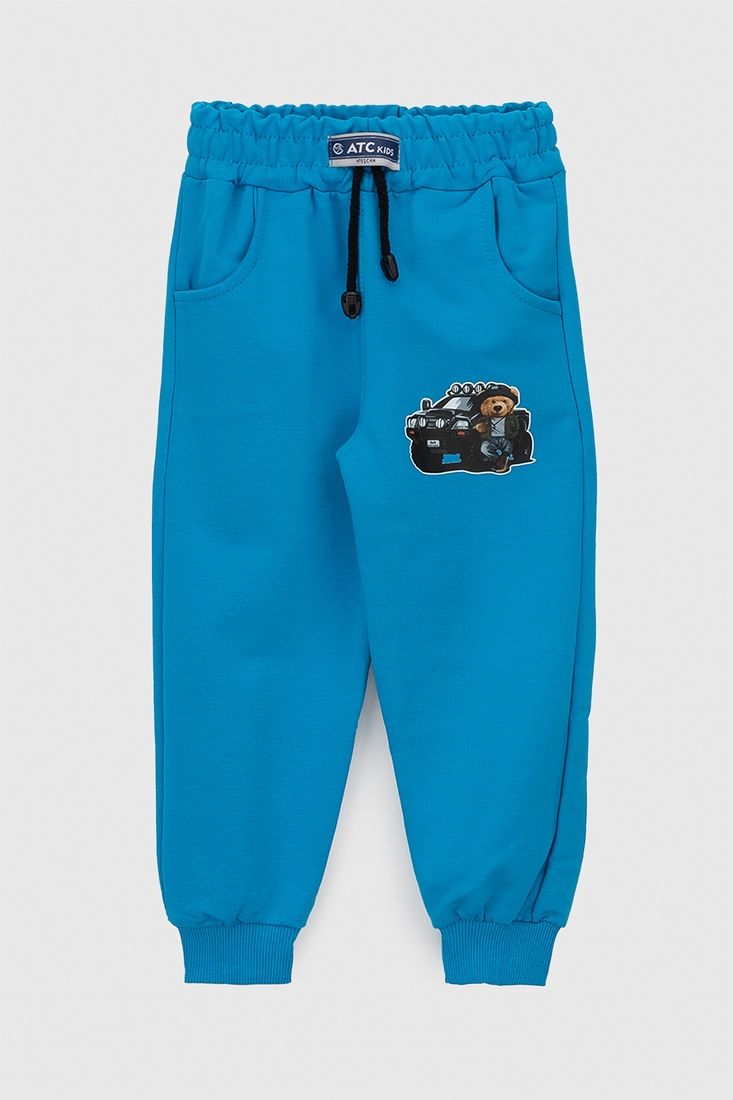 Фото Спортивні штани з принтом для хлопчика Atescan 804 98 см Блакитний (2000990131461D)