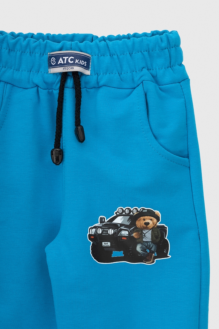 Фото Спортивні штани з принтом для хлопчика Atescan 804 98 см Блакитний (2000990131461D)