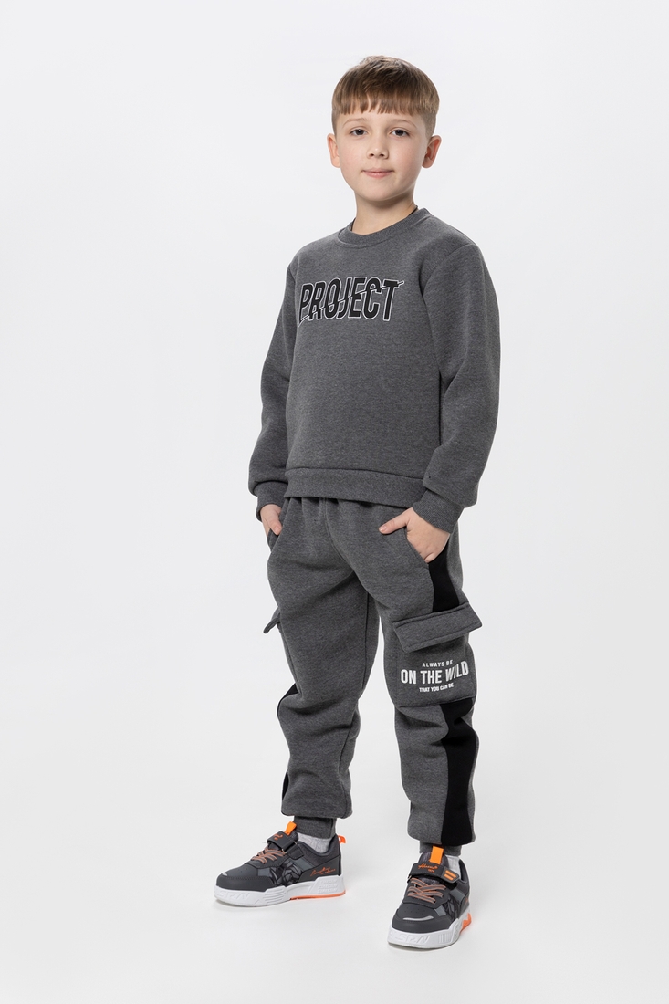Фото Спортивні штани з принтом для хлопчика Atescan 1106 140 см Графітовий (2000990276094W)
