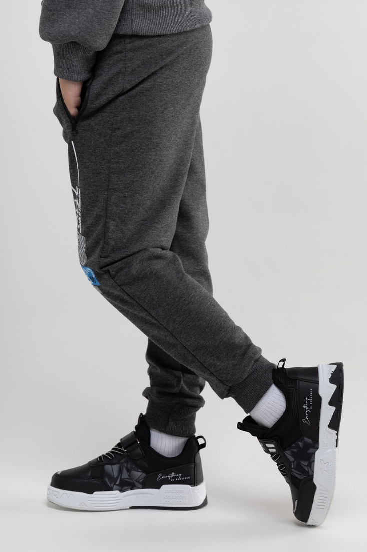 Фото Спортивні штани з принтом для хлопчика Pitiki 009769 134 см Антроцит (2000990045584D)