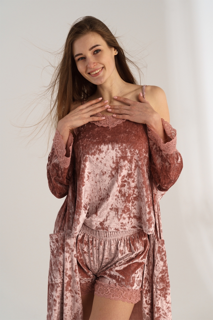 Фото Комплект халат+піжама жіночий Nicoletta 87130 XL Пудровий (2000990389039А)