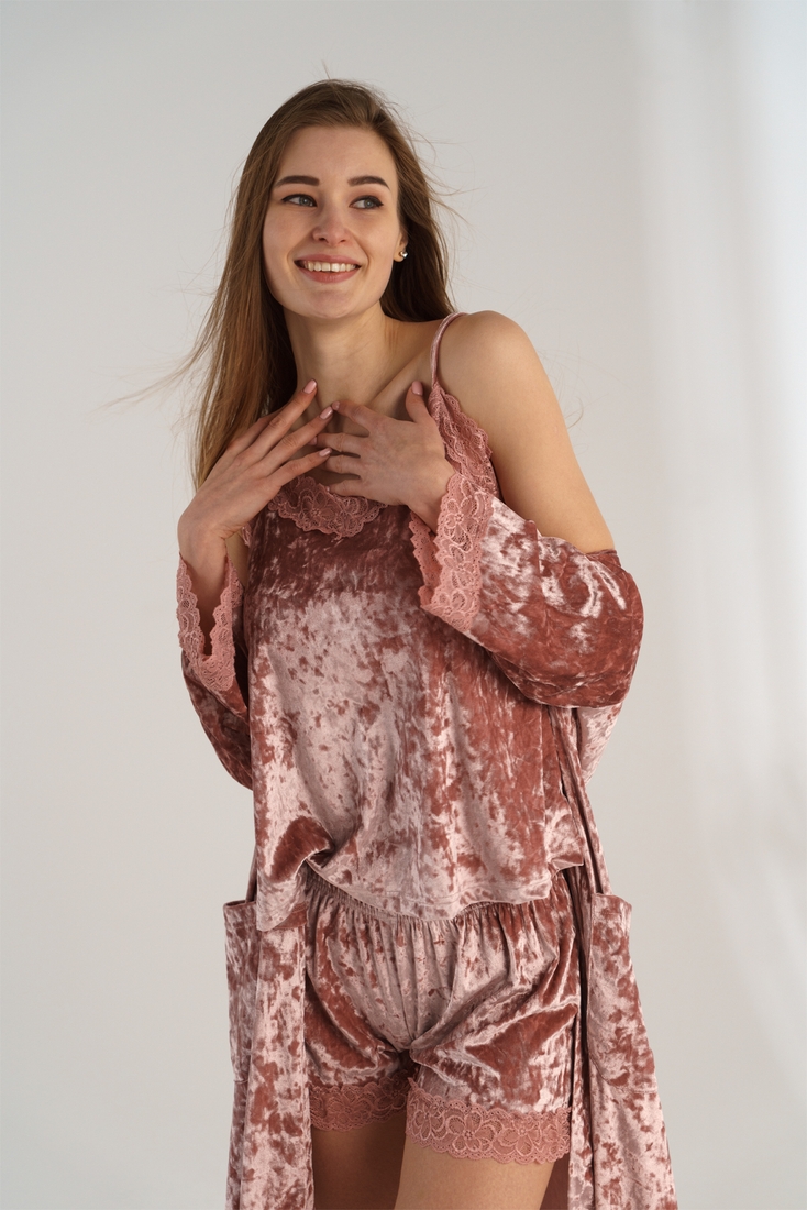 Фото Комплект халат+пижама женский Nicoletta 87130 XL Пудровый (2000990389039А)