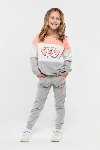 Фото Костюмы для девочки (свитшот+штаны) Breeze 19052 116 см Персиковый (2000990144430D)
