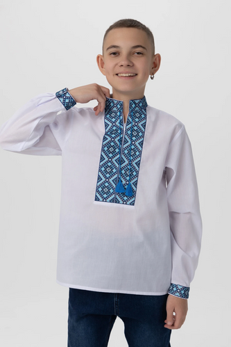 Фото Сорочка з вишивкою для хлопчика КОЗАЧОК ТИМОФЕЙ №2 110 см Синій (2000989640967D)