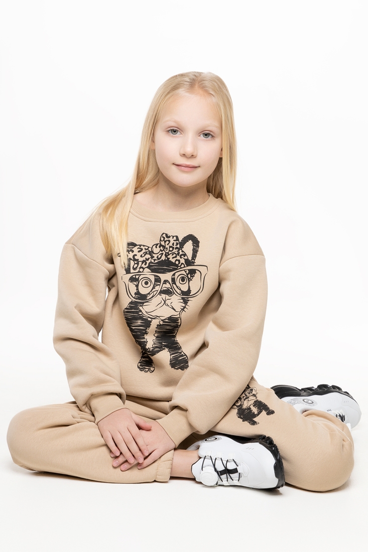 Фото Костюм для дiвчинки ANGELOS 1034 світшот+штани 140 см Бежевий (2000990147974W)