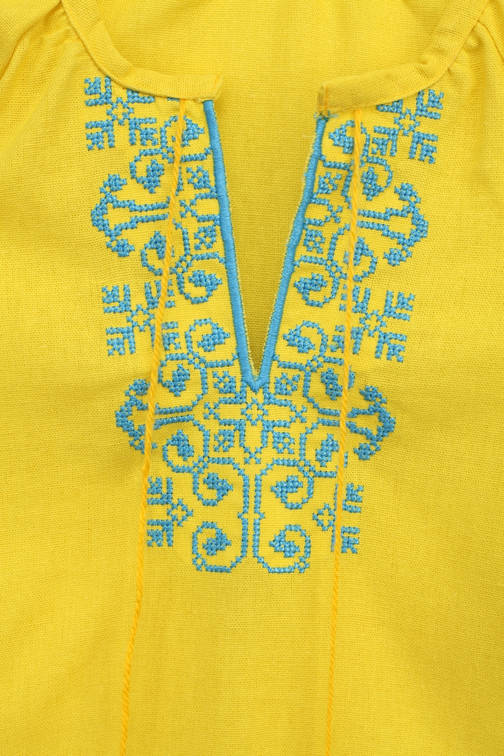Фото Рубашка вышиванка для девочки КОЗАЧЕК ОЛЬГА 110 см Желто-голубой (2000989763888S)