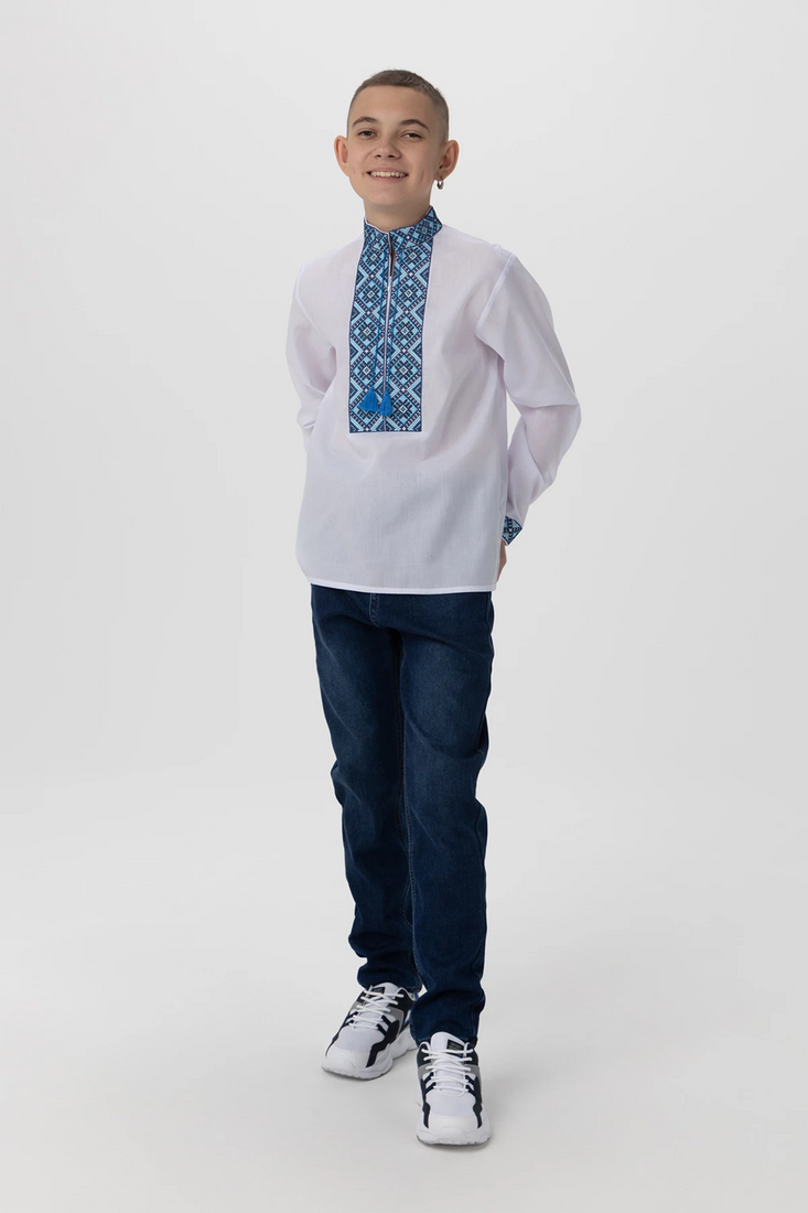 Фото Сорочка з вишивкою для хлопчика КОЗАЧОК ТИМОФІЙ №2 164 см Синій (2000990029591D)