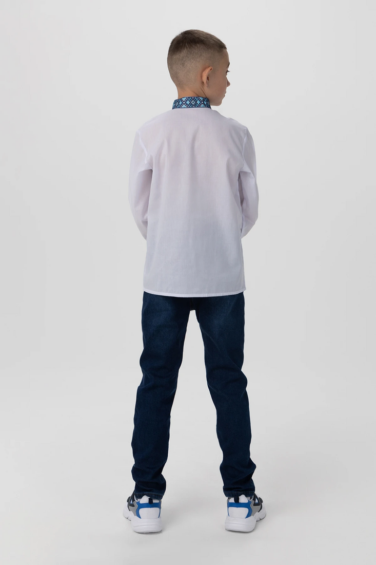 Фото Рубашка с вышивкой для мальчика КОЗАЧОК ТИМОФИЙ №2 164 см Синий (2000990029591D)