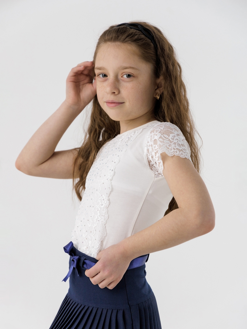 Фото Блуза однотонна для дівчинки Perix 5010 152 см Молочний (2000990480088D)