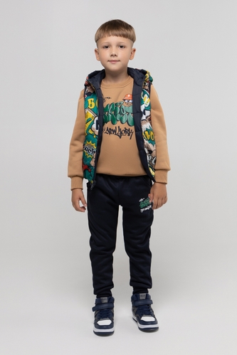 Фото Костюм для хлопчика S&D KK1337 реглан + штани + жилетка 140 см Синій (2000989916901D)
