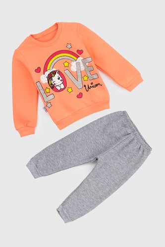 Фото Костюм (світшот+штани) для дівчинки Baby Show 2807 110 см Помаранчевий (2000990021434W)