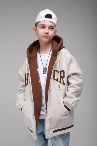 Фото Куртка для хлопчика двостороння A22020 164 см Бежевий (2000989397014D)