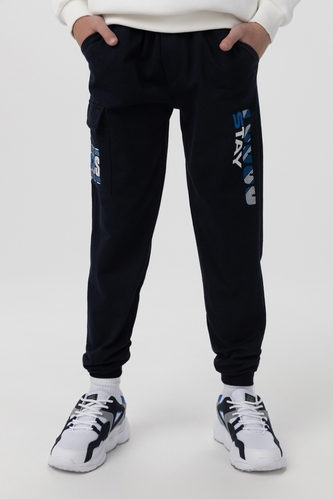 Фото Спортивні штани з принтом для хлопчика Pitiki 228-13-1 176 см Синій (2000990094421D)