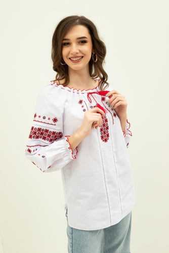Фото Сорочка з вишивкою КОЗАЧОК ТЕТЯНА 52 Біло-червоний (2000904651733A)