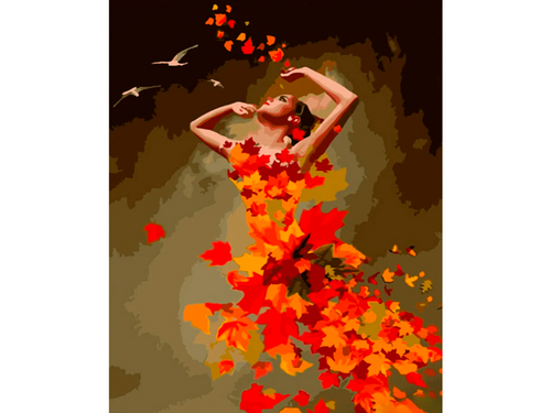 Фото Набор для росписи по номерам Strateg GS612 Осенняя девушка 40 х 50 см (4823113845520)