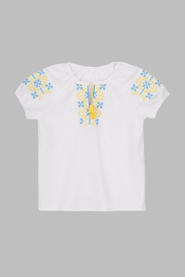 Фото Рубашка с вышивкой для девочки ОЛЬГА 158 см Голубой (2000990387165S)