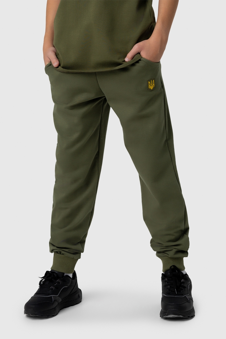 Фото Спортивні штани патріотичні для хлопчика Deniz Герб-1 164 см Хакі (2000990056061D)