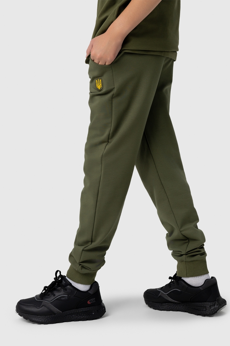 Фото Спортивні штани патріотичні для хлопчика Deniz Герб-1 164 см Хакі (2000990056061D)