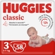 Підгузки Huggies Classic 3 Jumbo 3ДЖАМБО58 9401071 58 шт. (5029053543109) Фото 1 з 8