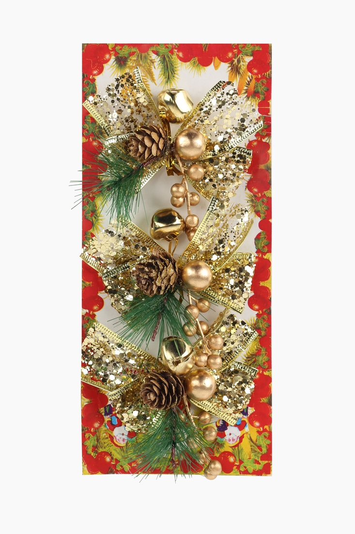 Фото Новогоднее украшение "Бант с декором" Yu Hai Sheng Dan YH-001 2 шт 10 см (2002009125652)(NY)