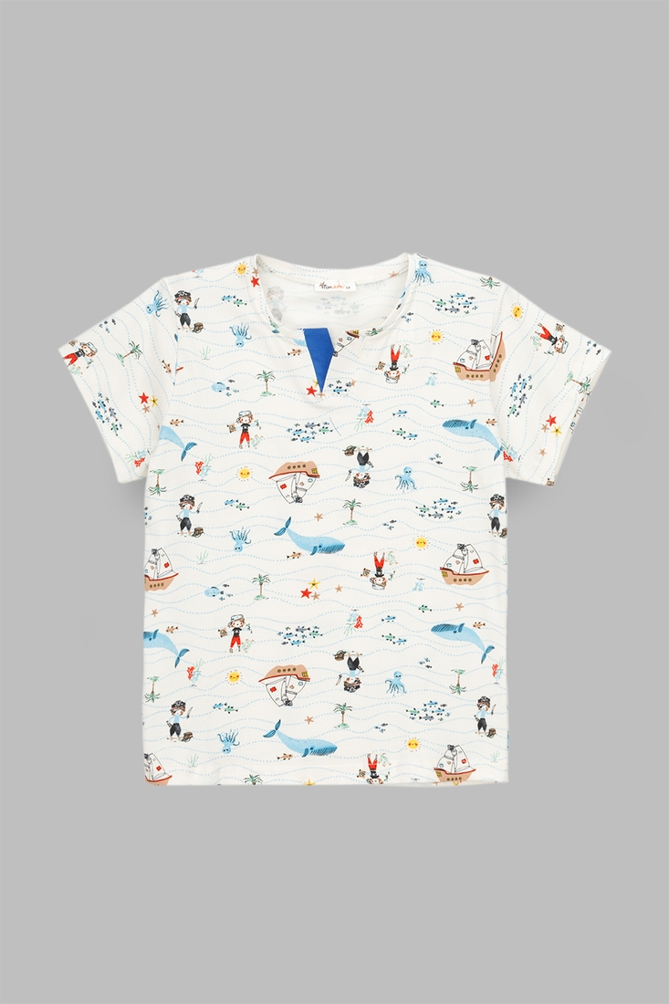 Фото Пижама футболка+шорты для мальчика Tom John 89169 110-116 см Бело-синий (2000990637352S)
