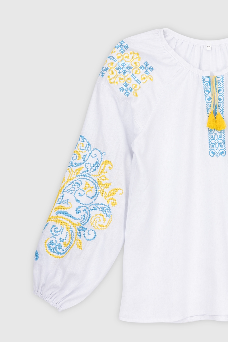 Фото Сорочка вишиванка для дівчинки КОЗАЧЕК ОЛЬГА 158 см Жовто- блакитний (2000989763987D)