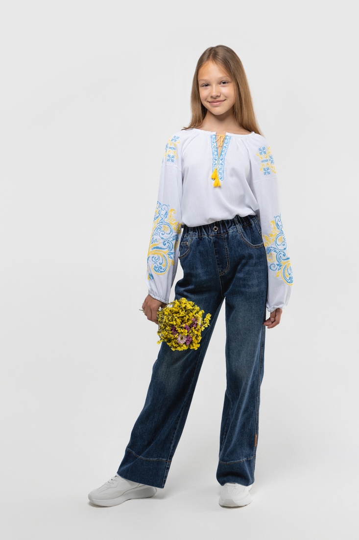 Фото Сорочка вишиванка для дівчинки КОЗАЧЕК ОЛЬГА 116 см Жовто- блакитний (2000989763956D)