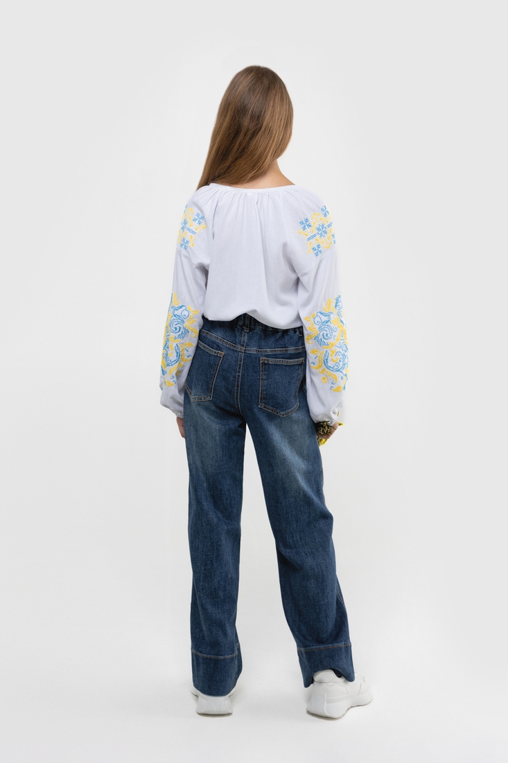 Фото Рубашка вышиванка для девочки КОЗАЧЕК ОЛЬГА 158 см Желто-голубой (2000989763987D)
