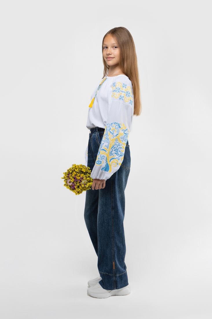Фото Сорочка вишиванка для дівчинки КОЗАЧЕК ОЛЬГА 158 см Жовто- блакитний (2000989763987D)