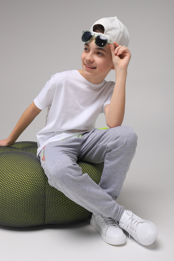 Фото Спортивные штаны для мальчика с принтом Pitiki 1006-3 176 см Светло-серый (2000989523680D)