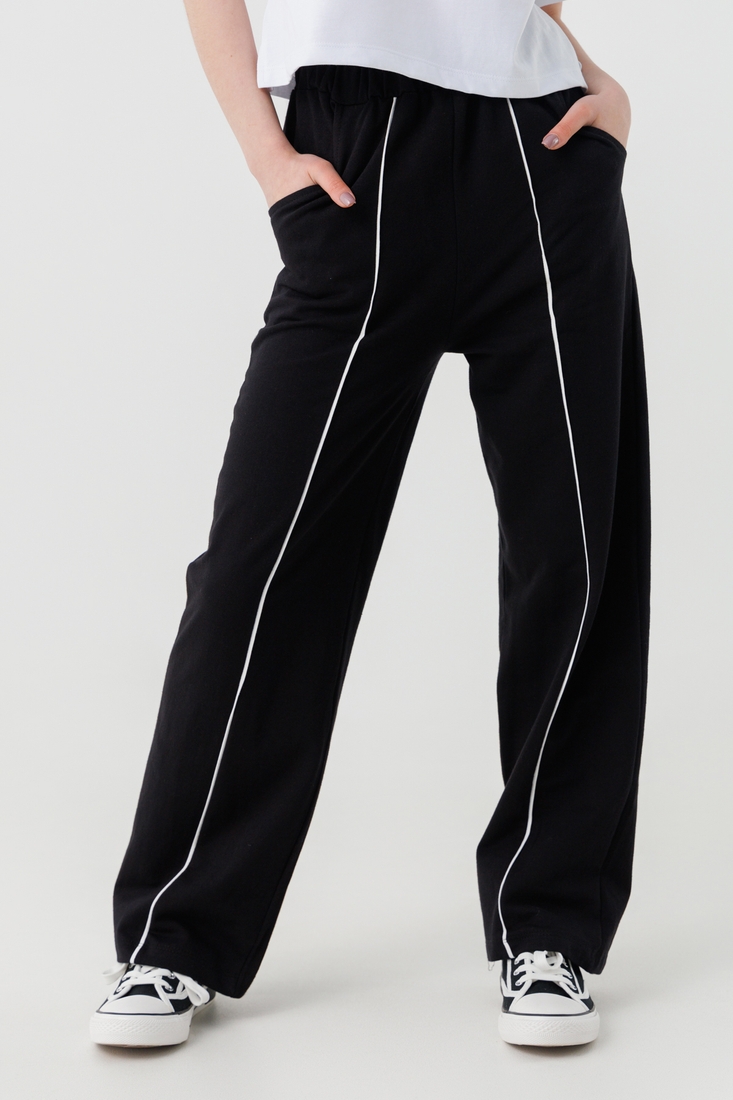 Фото Спортивные штаны однотонные прямые для девочки Тими 41136 164 см Черный (2000990540690D)