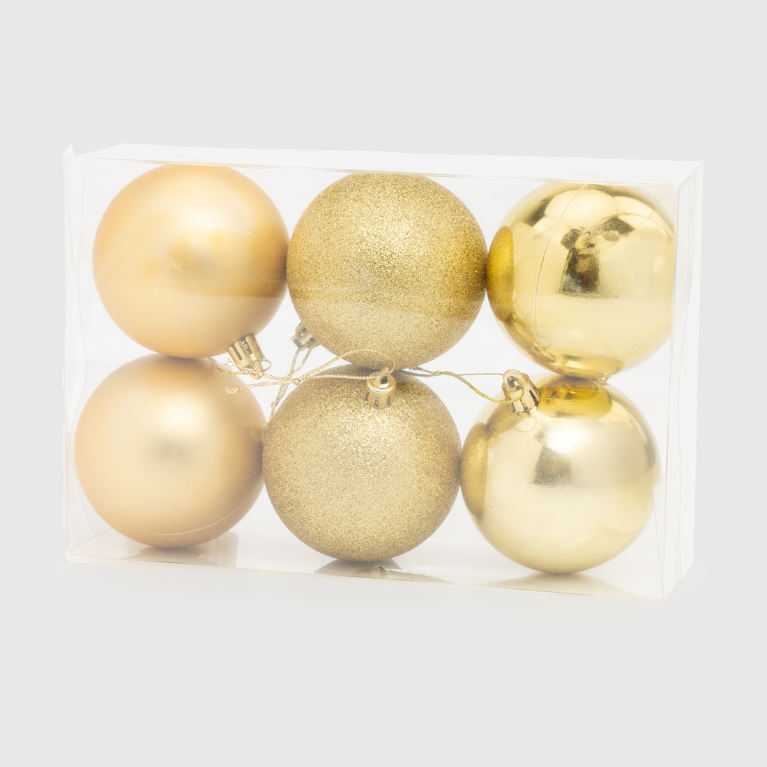 Фото Набір новорічних кульок 6 шт 22V7673-39 Золотий (2002014862757)(NY)