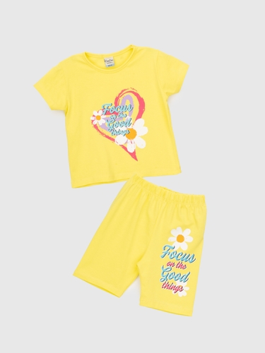 Фото Костюм футболка+шорты для девочки Baby Show 16408 110 см Желтый (2000990474117S)