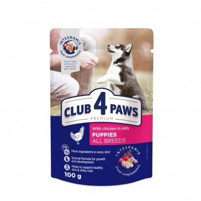 Вологий корм для собак Club 4 Paws для цуценят з куркою в желе 100 г 8897 (4820083908897)