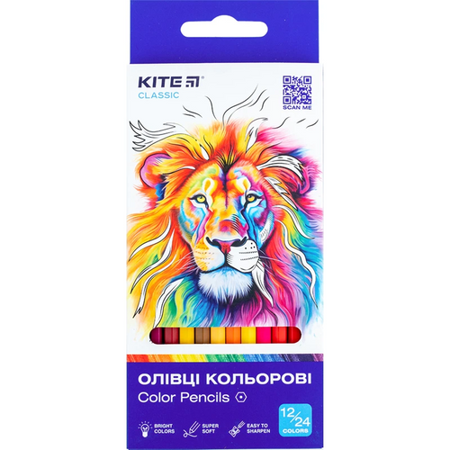 Фото Олівці кольорові двосторонні Kite K-054 24 кольори (4063276207227)