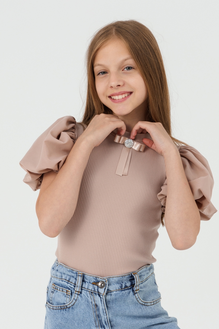 Фото Блуза однотонная для девочки Perix 5003 152 см Бежевый (2000990479938D)