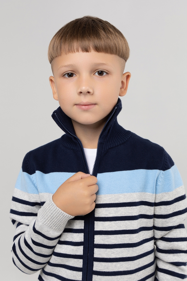 Фото Кофта с узором для мальчика Lizi 3227 98 см Серо-голубой (2000989982982D)