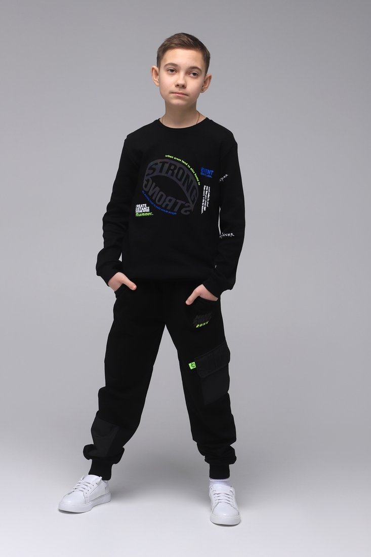 Фото Спортивні штани для хлопчика однотонні X-SHOW 11199 128 см Чорний (2000989445609D)