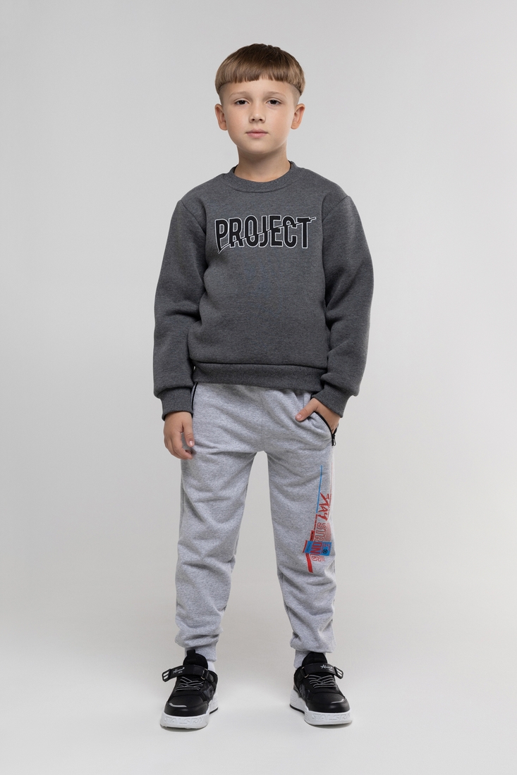 Фото Спортивні штани з принтом для хлопчика Pitiki 009769 134 см Сірий (2000990045522D)