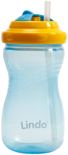 Фото Пляшка-непроливайка з соломинкою Lindo LI 127 16 х 7 х 7 см Блакитний (2000989637042)
