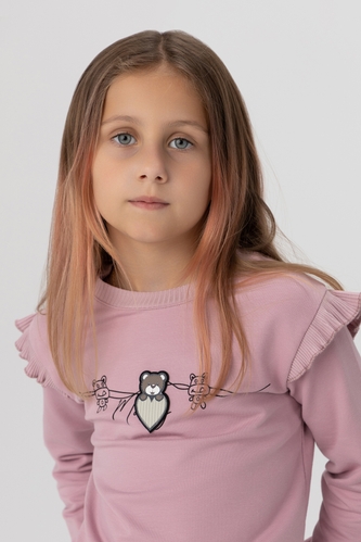 Свитшот с принтом для девочки Viollen 3208 116 см Пудровый (2000990092106D)
