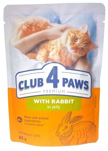 Вологий корм Club 4 Paws Premium для котів Кролик в желе Преміум 85 г 8903 (4820083908903)
