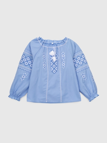 Фото Рубашка вышиванка для девочки КОЗАЧЕК МАРТА 140 см Голубой (2000990579904D)