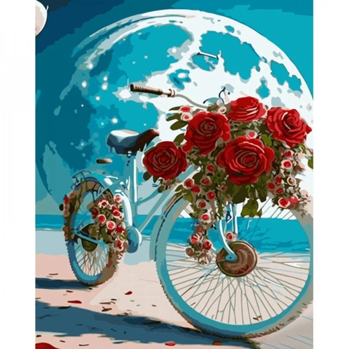 Фото Набір для розпису по номерах Велосипед в світлі місяця Strateg 40х50 см GS1379 (4823113859497)