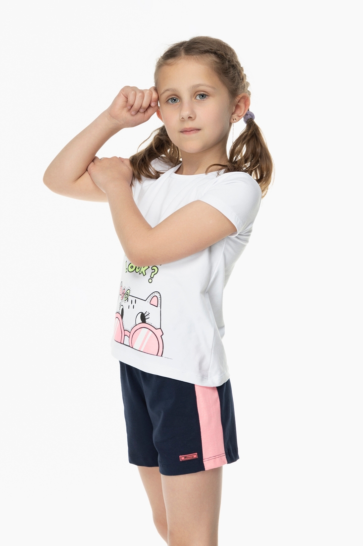 Фото Костюм для дівчинки Breeze 1080 футболка + шорти 98 см Білий (2000989655435S)