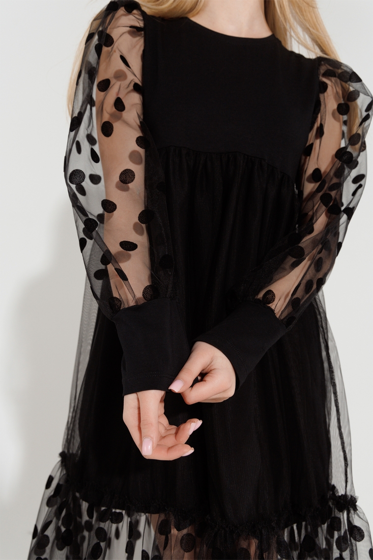 Фото Платье для девочки Dinomin Горох 164 см Черный (200099034747435D)