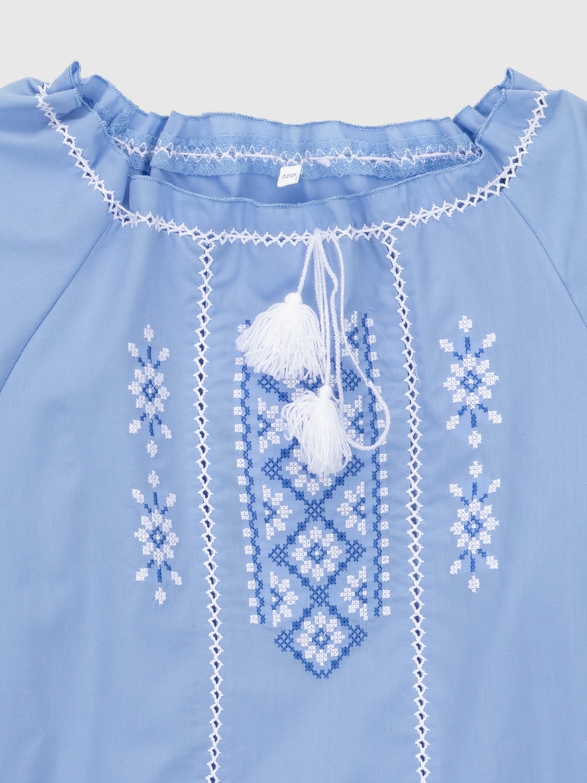 Фото Сорочка вишиванка для дівчинки КОЗАЧЕК МАРТА 140 см Блакитний (2000990579904D)